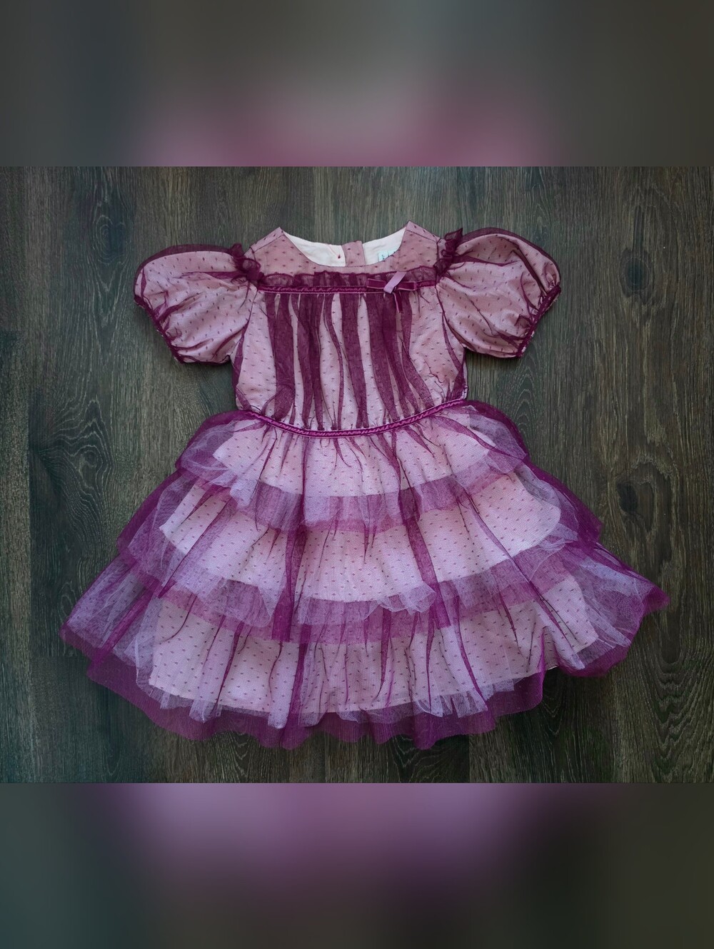 Janie & Jack purple ruffle tulle dot special occasion dress